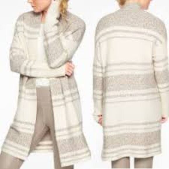 ✅ ATHLETA WOOL CASHMERE PANORAMA POINT SWEATER WRAP CREAM/TAN SIZE MEDIUM - Picture 1 of 9